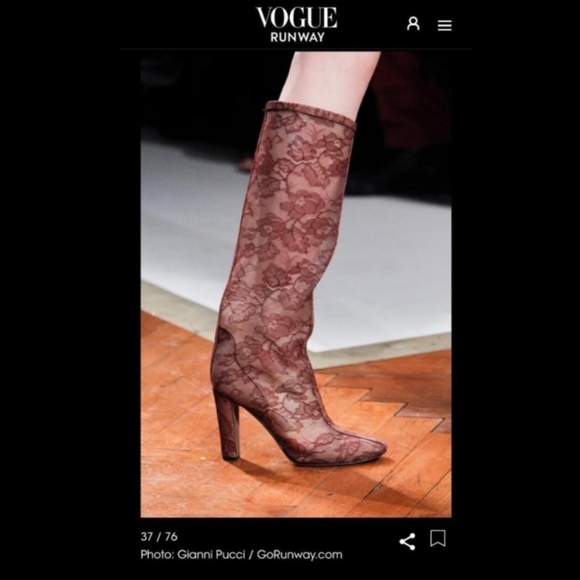 Valentino Garavani Runway Sheer Floral Lace Tall Heeled Statement Boot Size EU38 - Picture 14 of 14